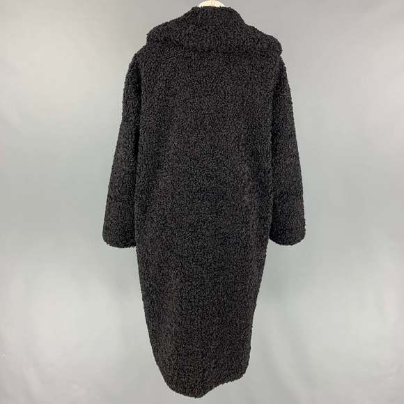 ALICE + OLIVIA Black Textured Polyester Shawl Collar Coat - Picture 3 of 5